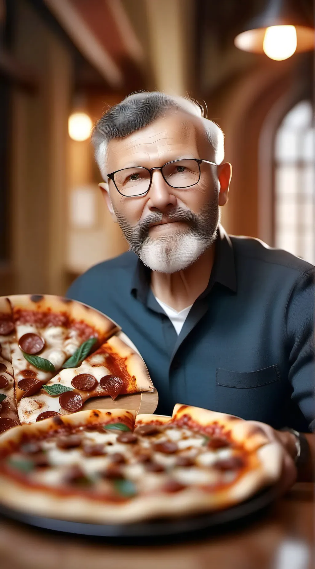 ai character: Pizza guy background