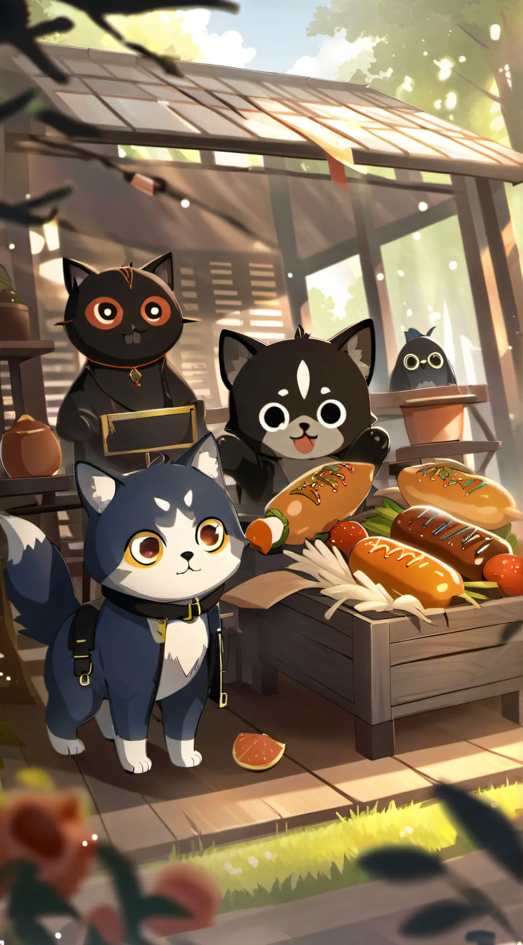 ai character: smiling critters background