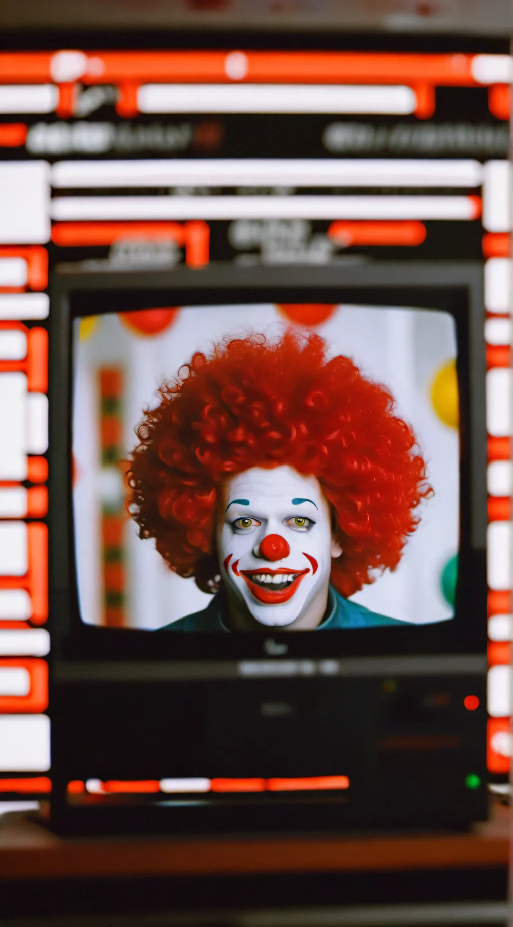 ai character: Ronald McDonald  background