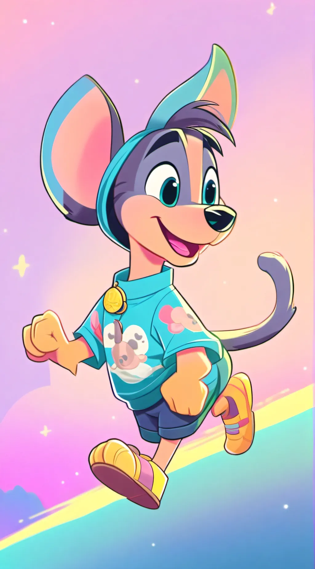 ai character: smiling critter  background