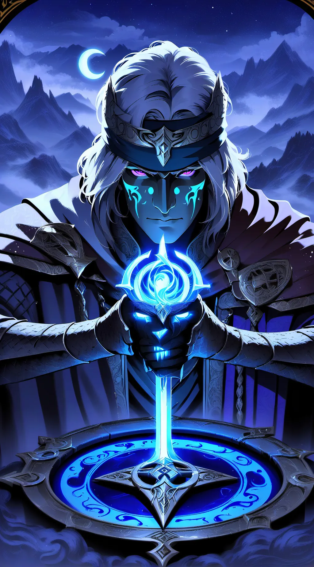 ai character: arcano blue background