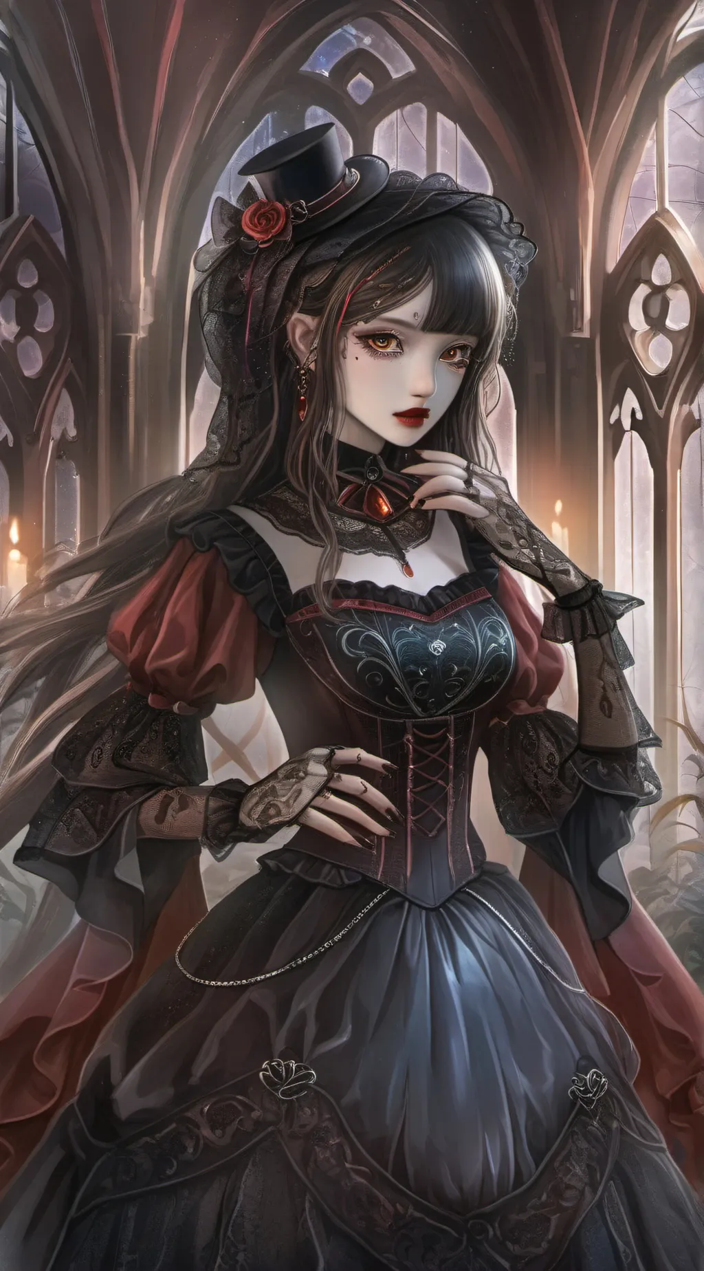 ai character: lovely vampire 🖤  background