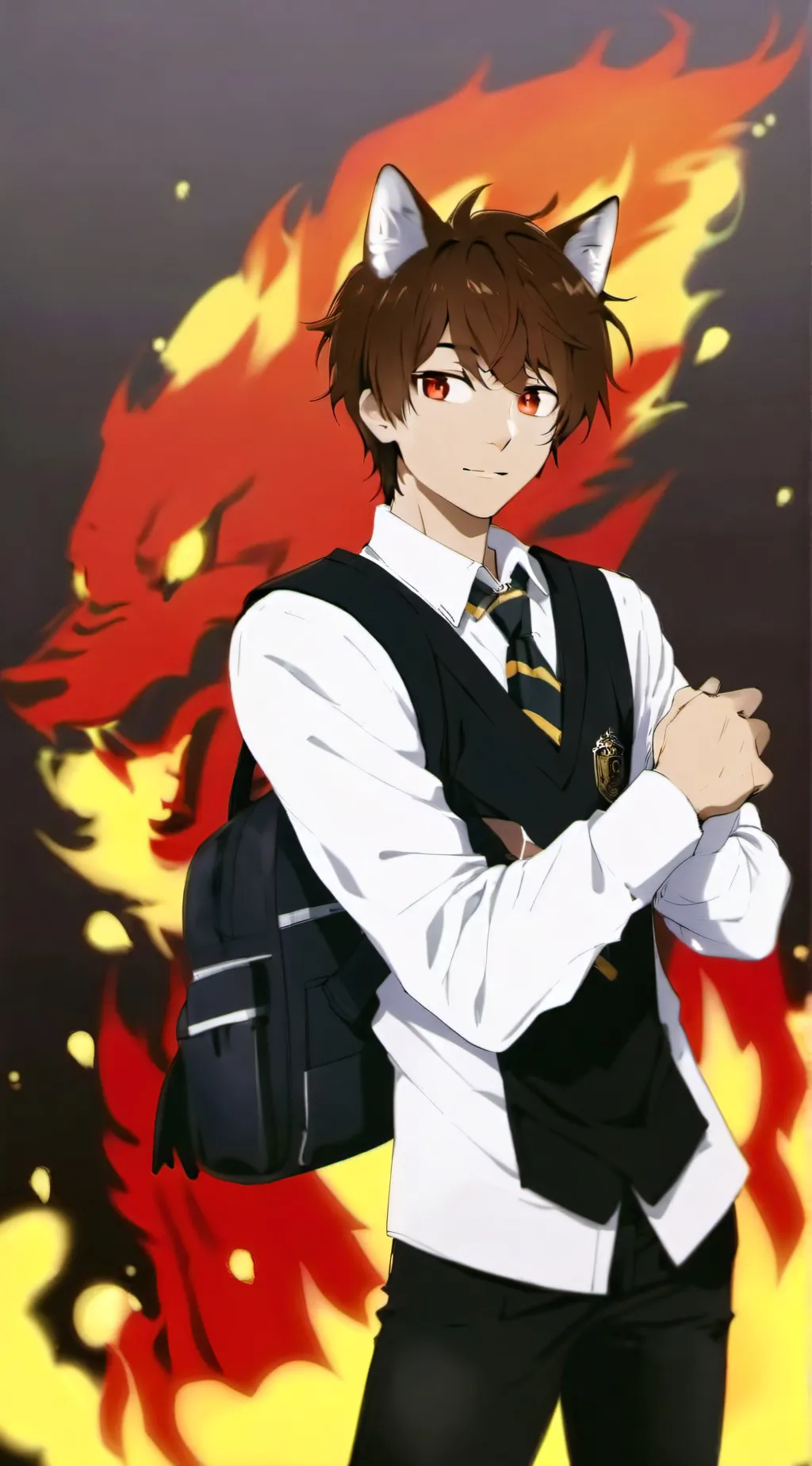 ai character: flame background