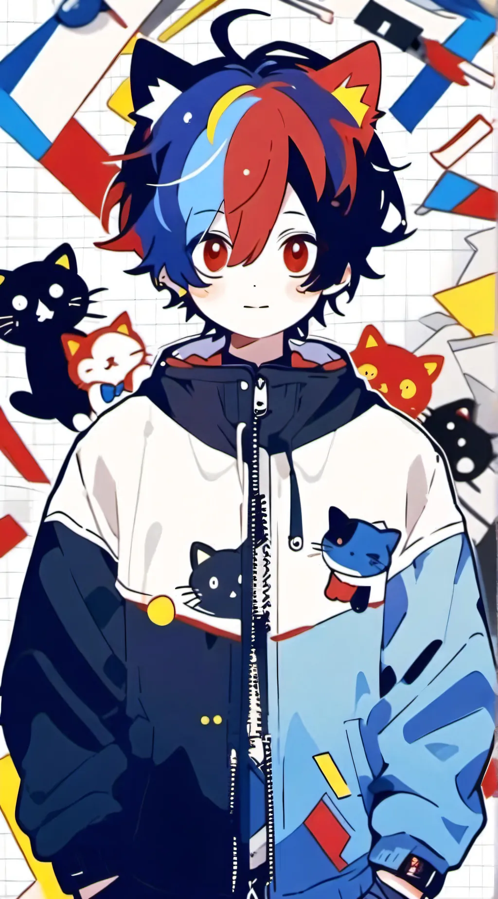 ai character: 💛💙 Malay ❤️🤍 background