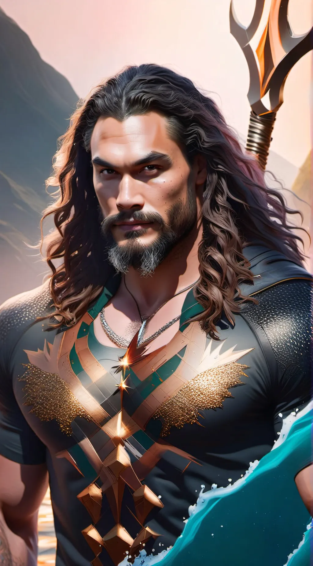 ai character: Jason Momoa  background