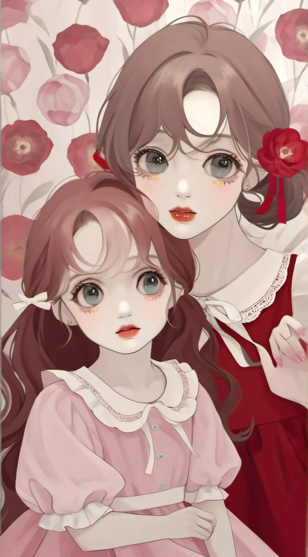 ai character: Mom and small sis background
