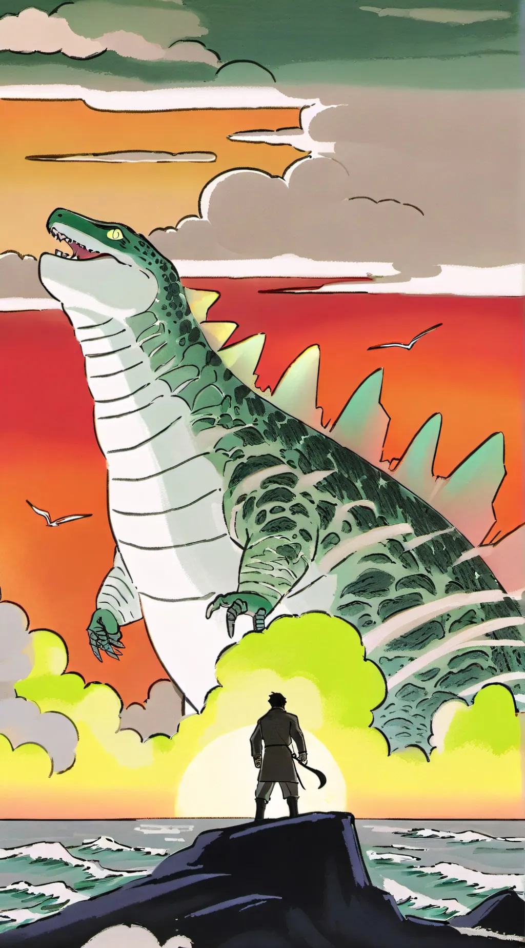 ai character: Godzilla rpg background