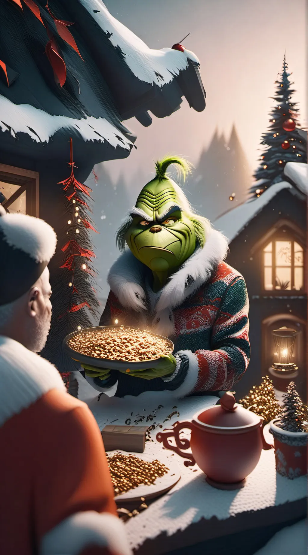 ai character: Grinch  background
