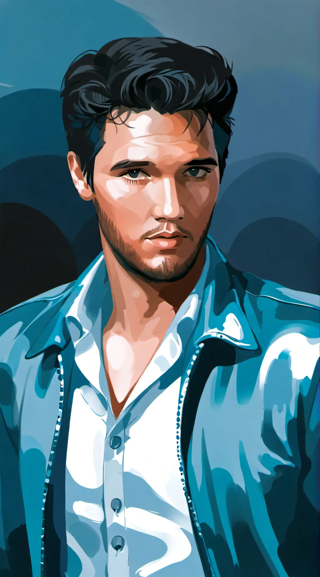 ai character: Elvis Presley  background