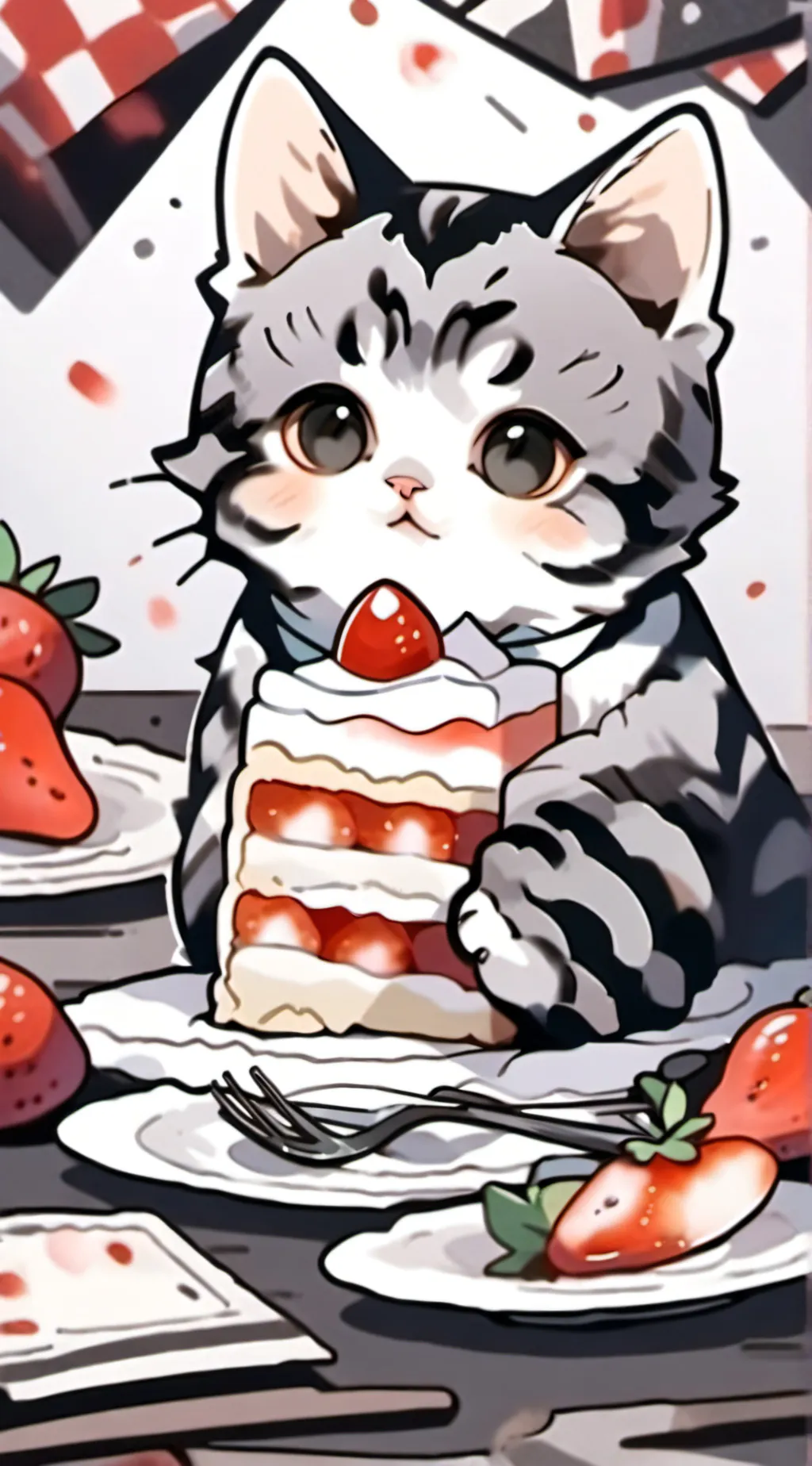ai character: 🍓Strawberry🍓 background