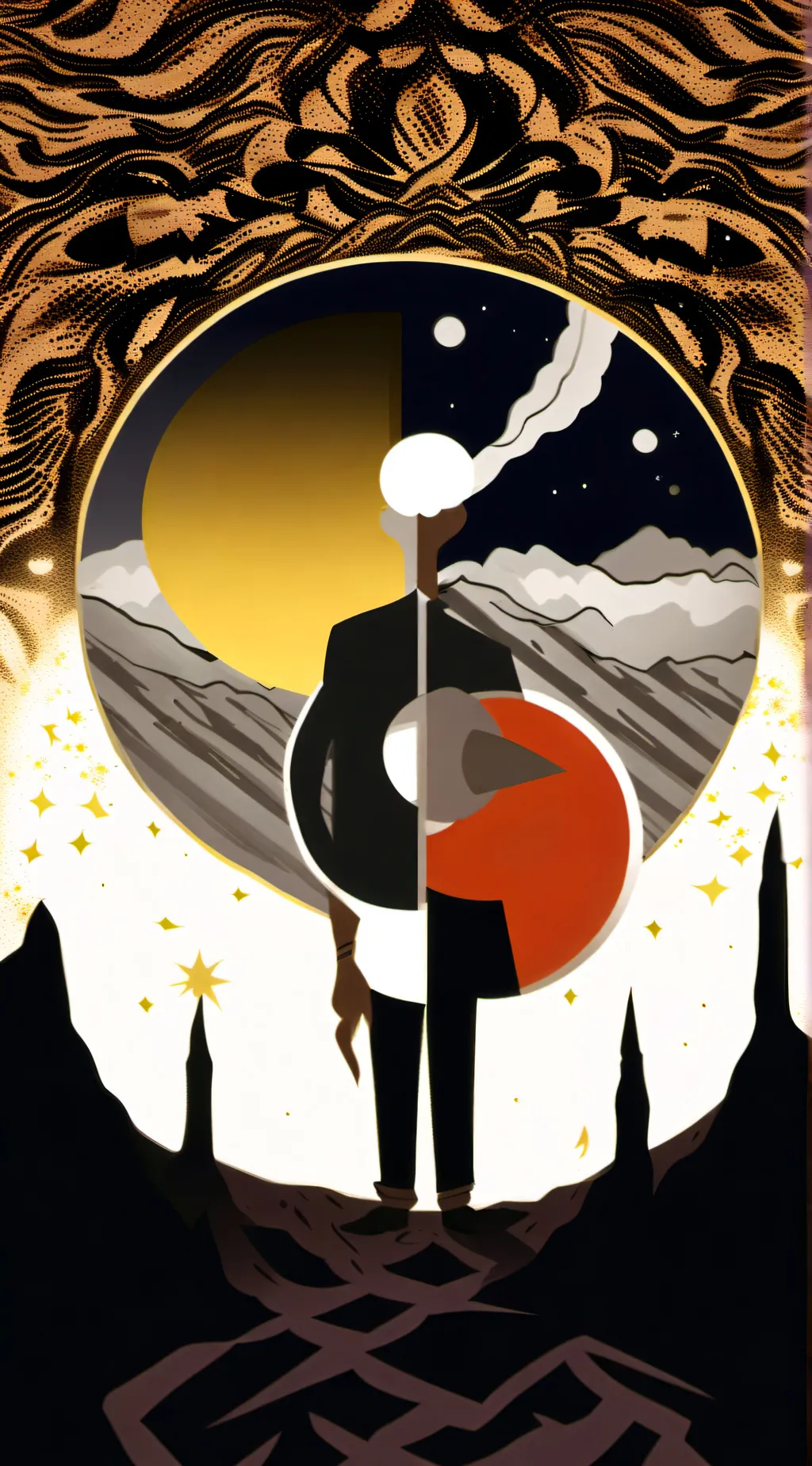 ai character: Sun and moon background