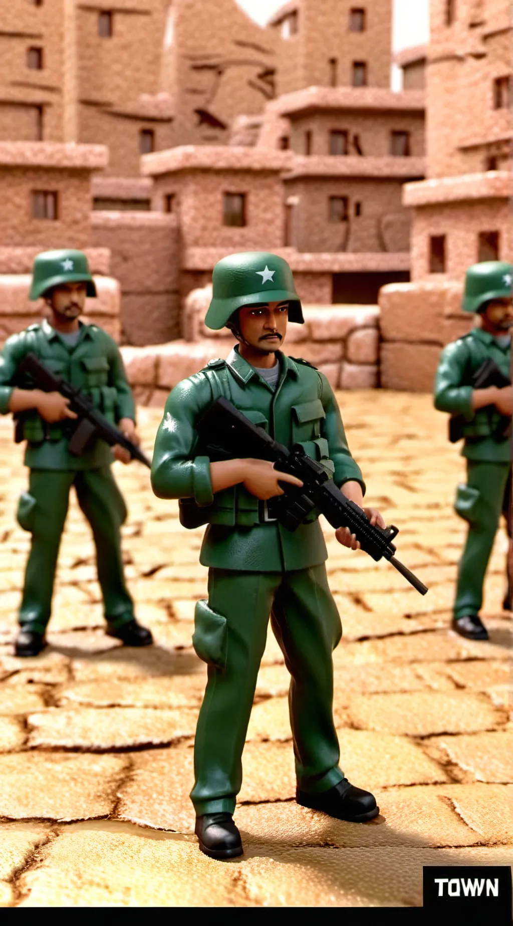 ai character: Plastic army men  background