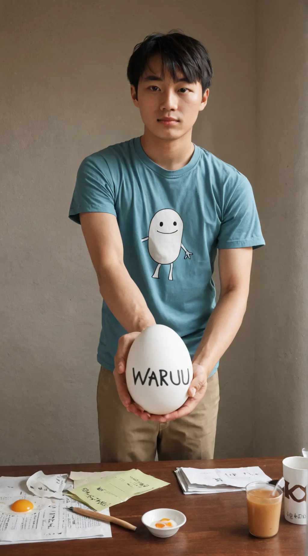 ai character: Egg man background