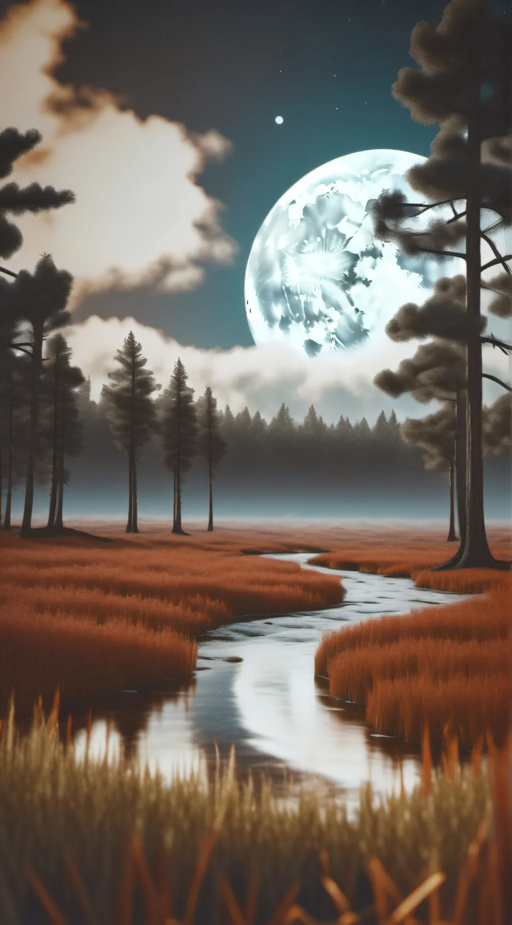 ai character: Moon٫ Clouds٫ sun background