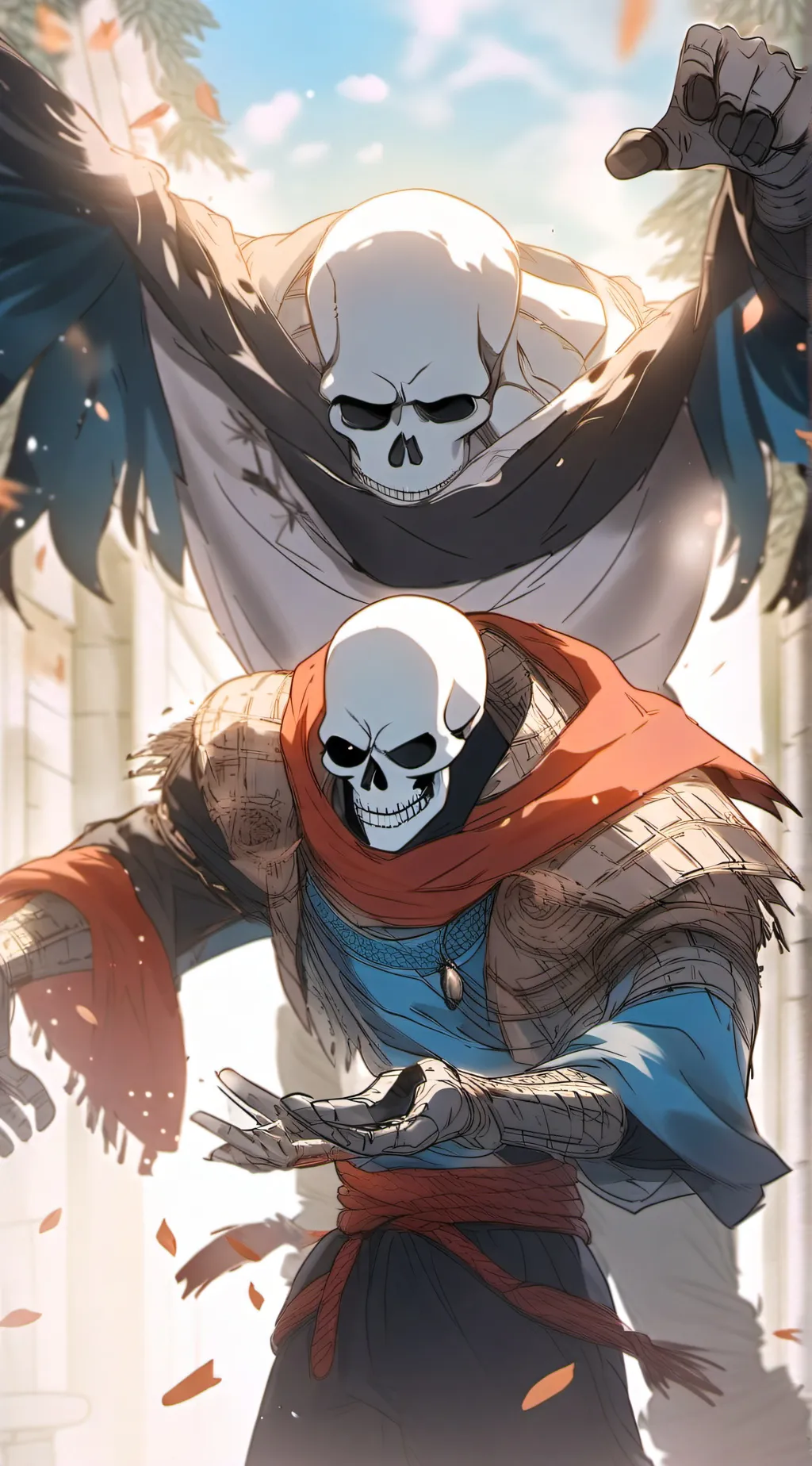 ai character: Sans  and papyrus background