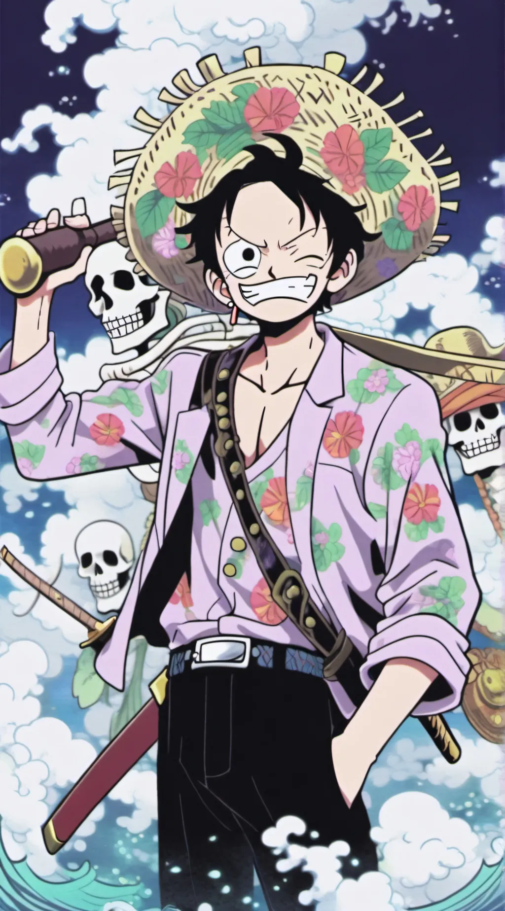 ai character: straw hats  background