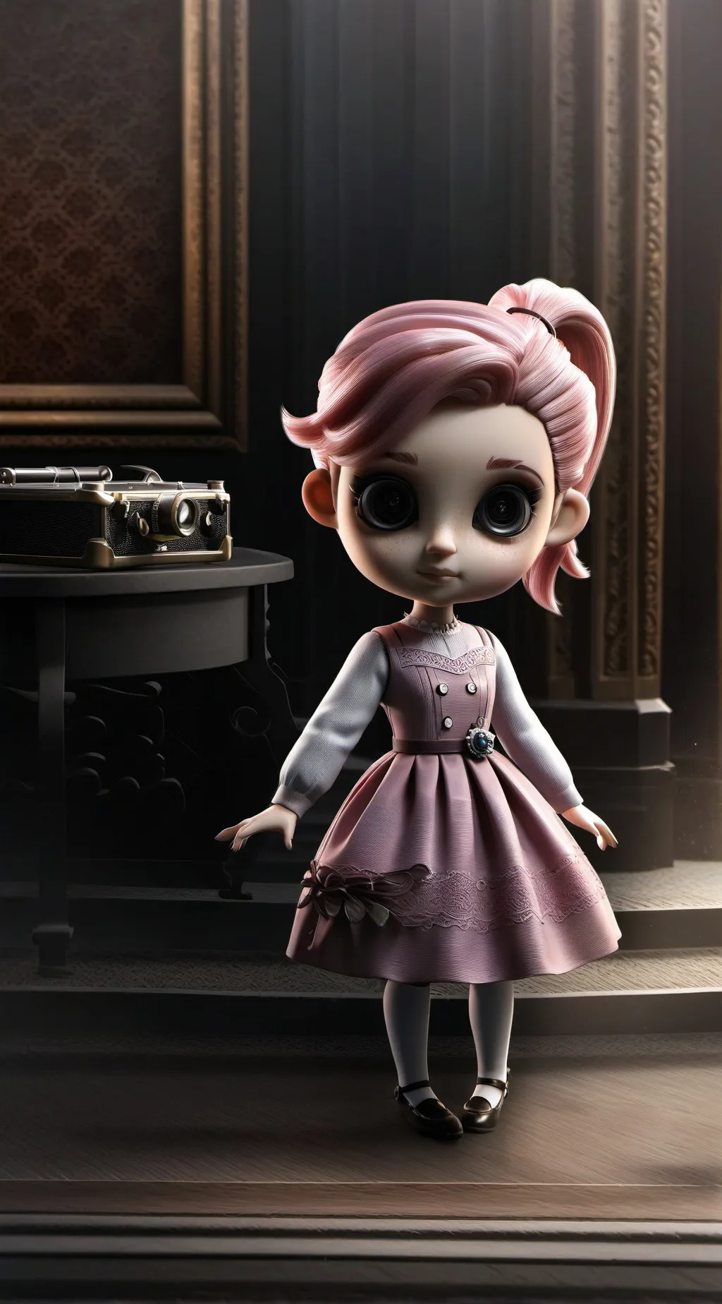 ai character: Sophia the doll... background