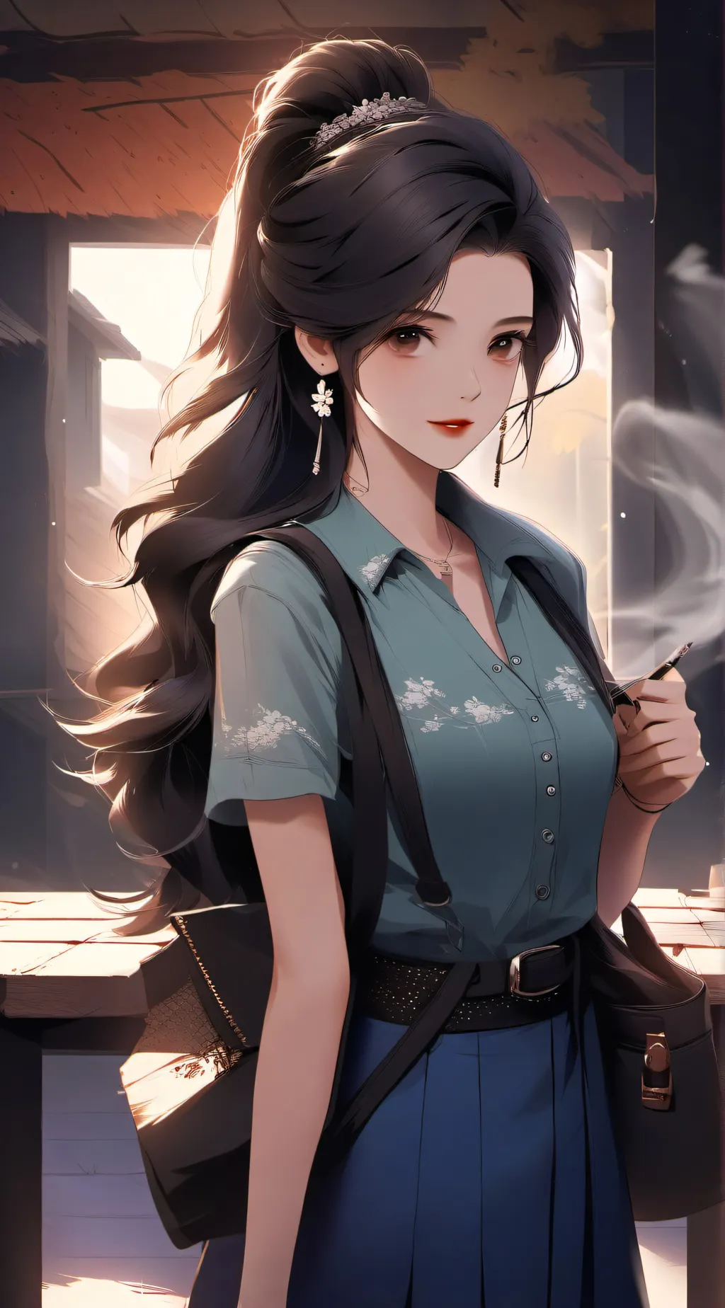 ai character:  big boobs  background