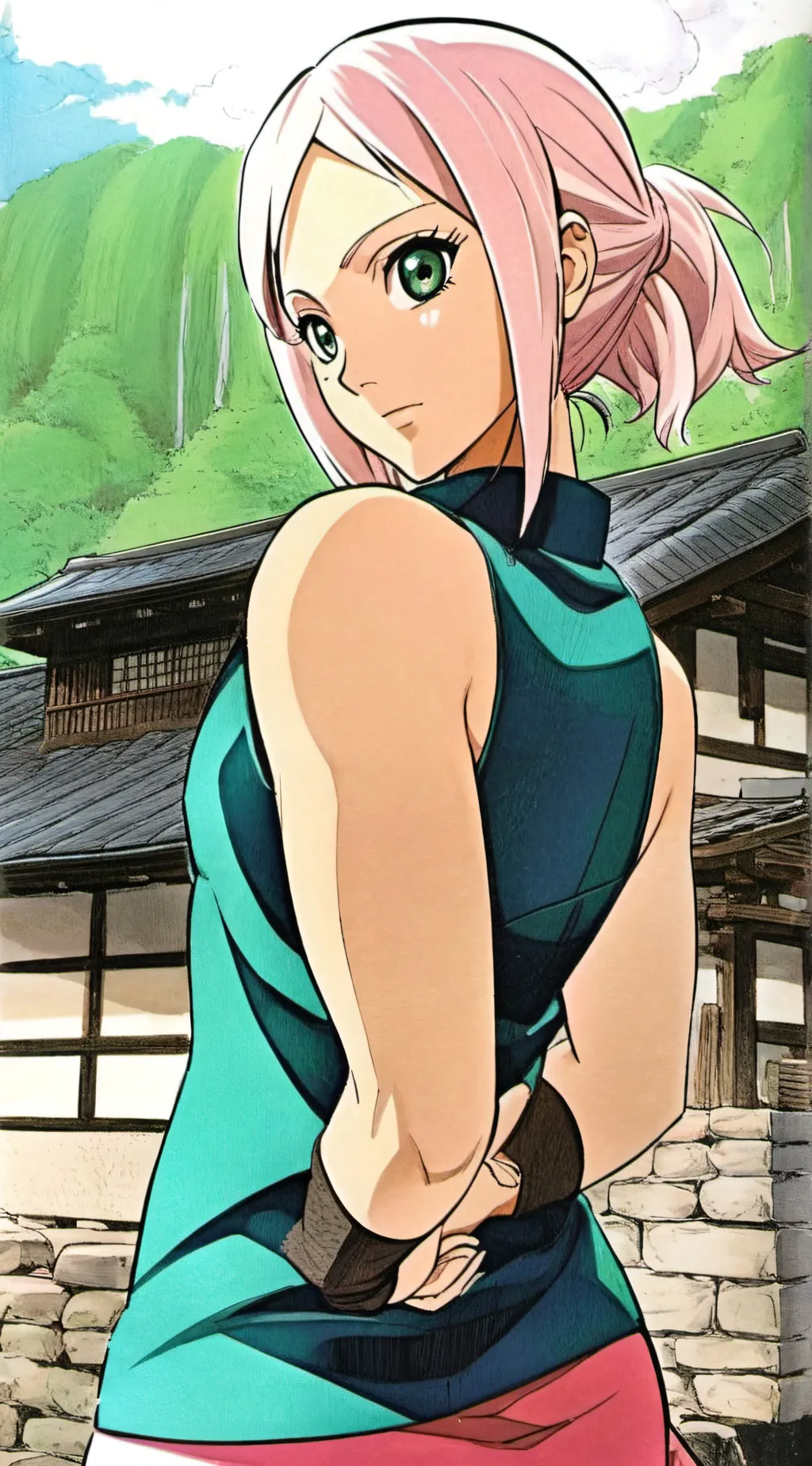ai character: sakura Haruno background