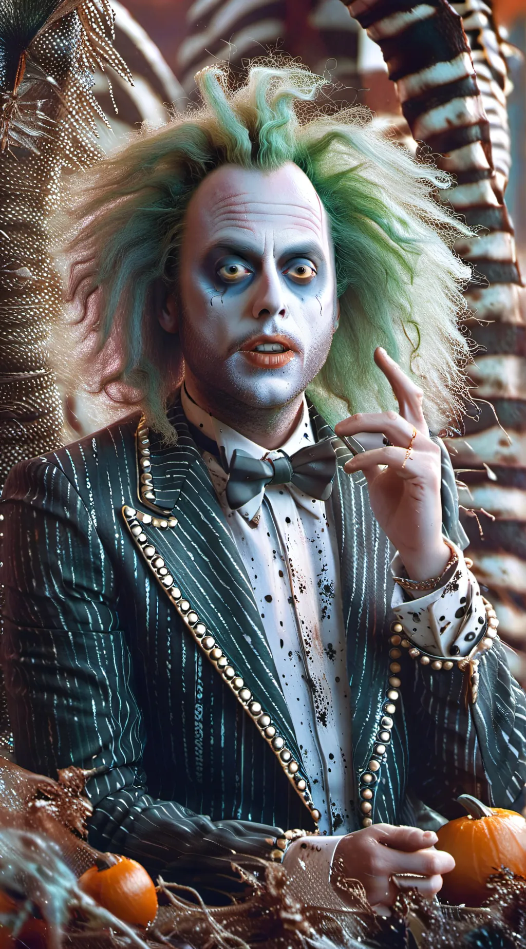 ai character: Beetlejuice  background