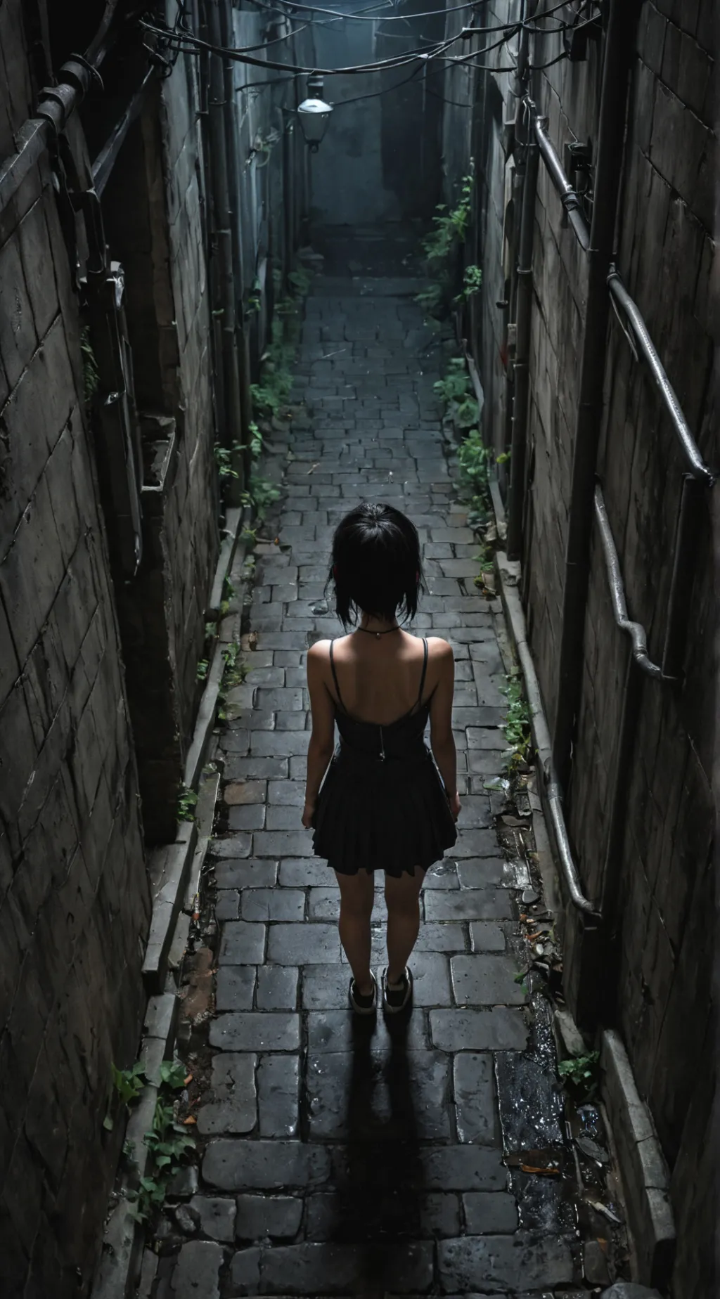 ai character: Ominous Alleyway background