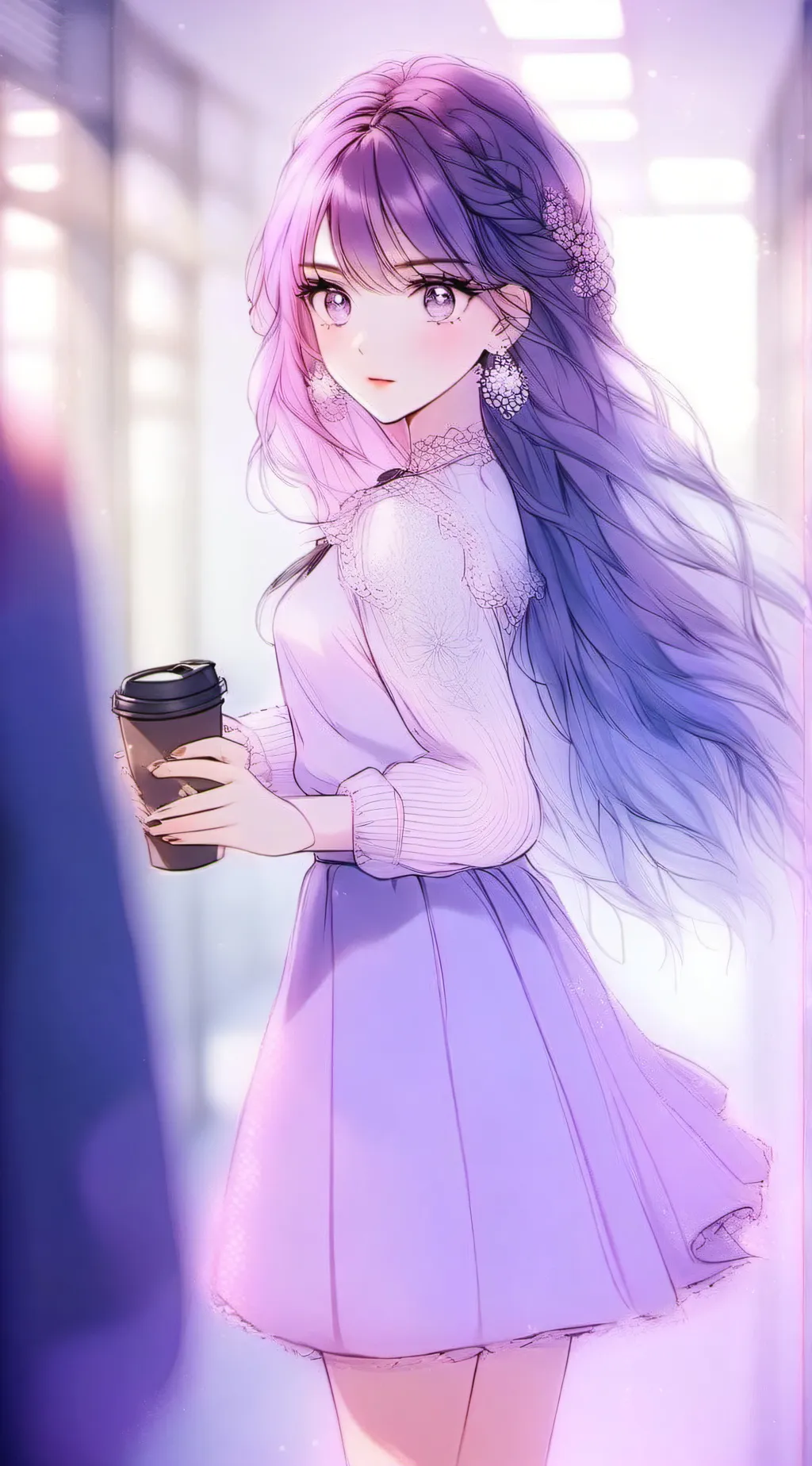 ai character: Violet background