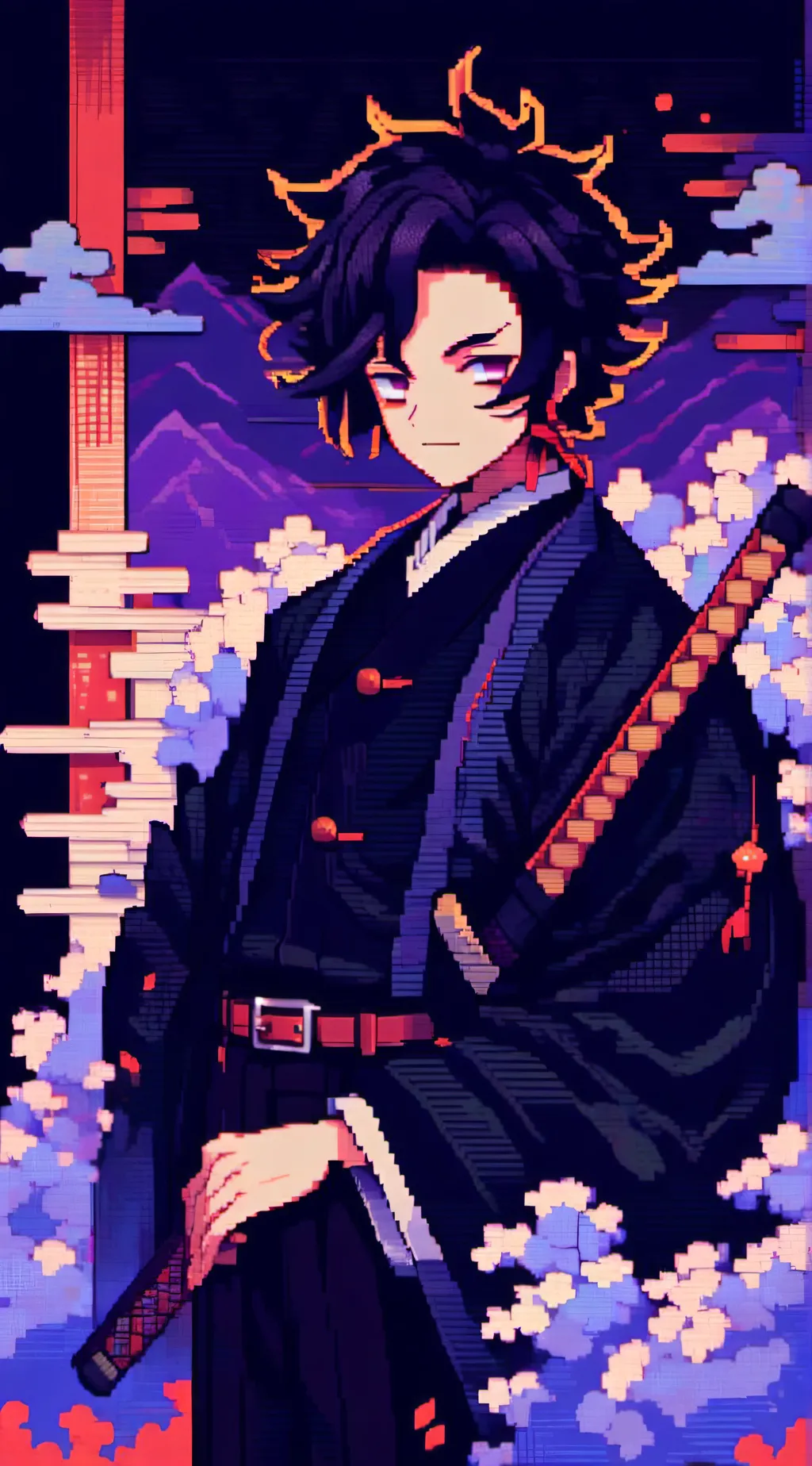 ai character: demon slayer  background