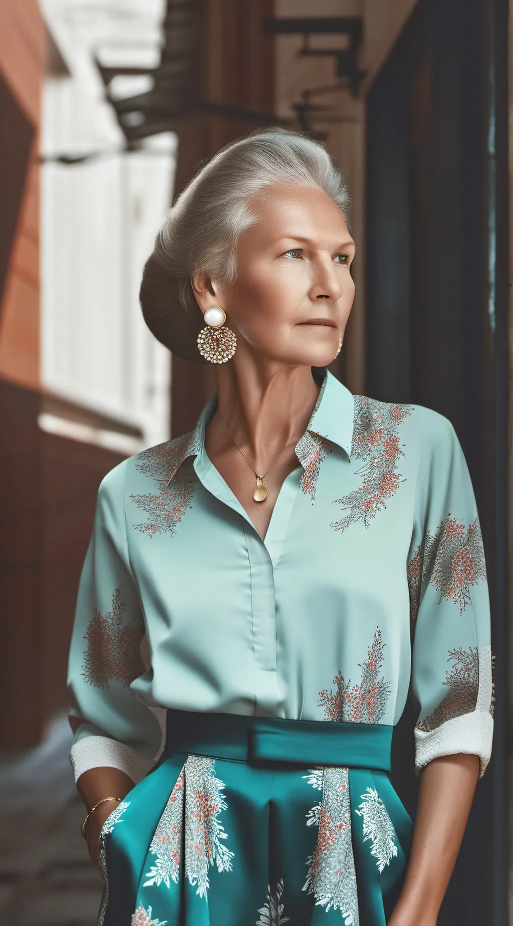 ai character: Kind old lady ￼ background