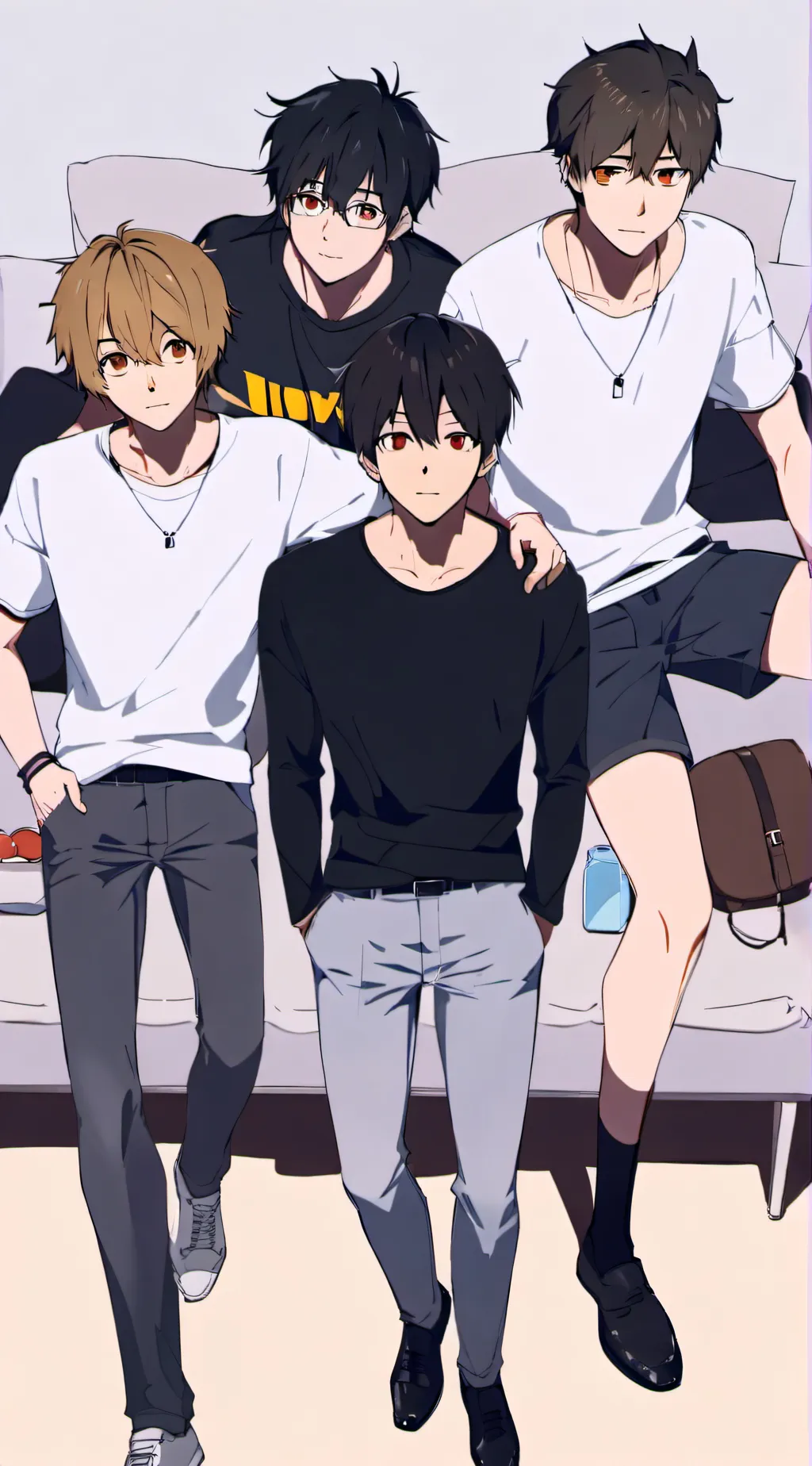 ai character: Boys sleep over background