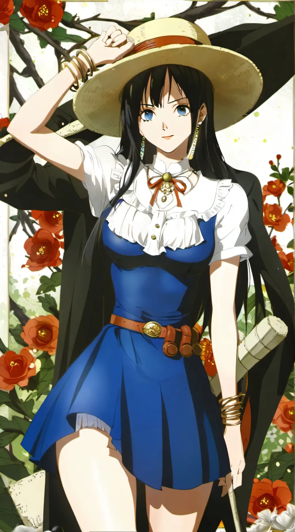 ai character: Zoro and Robin  background