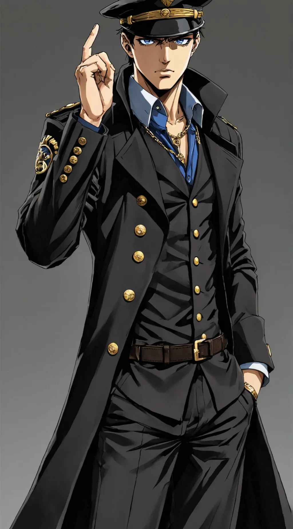 ai character: Jotaro photograph background