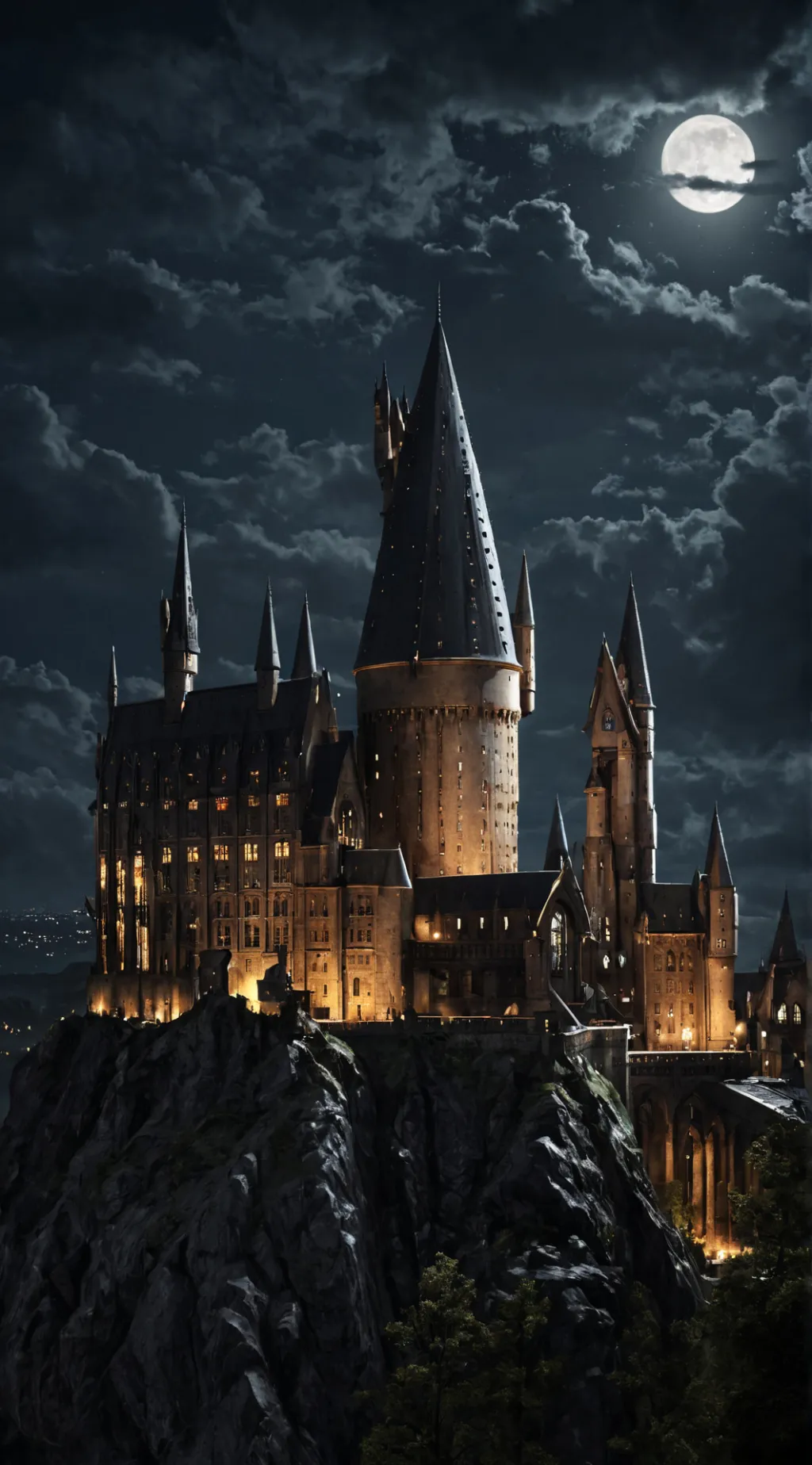 ai character: Night at Hogwarts  background