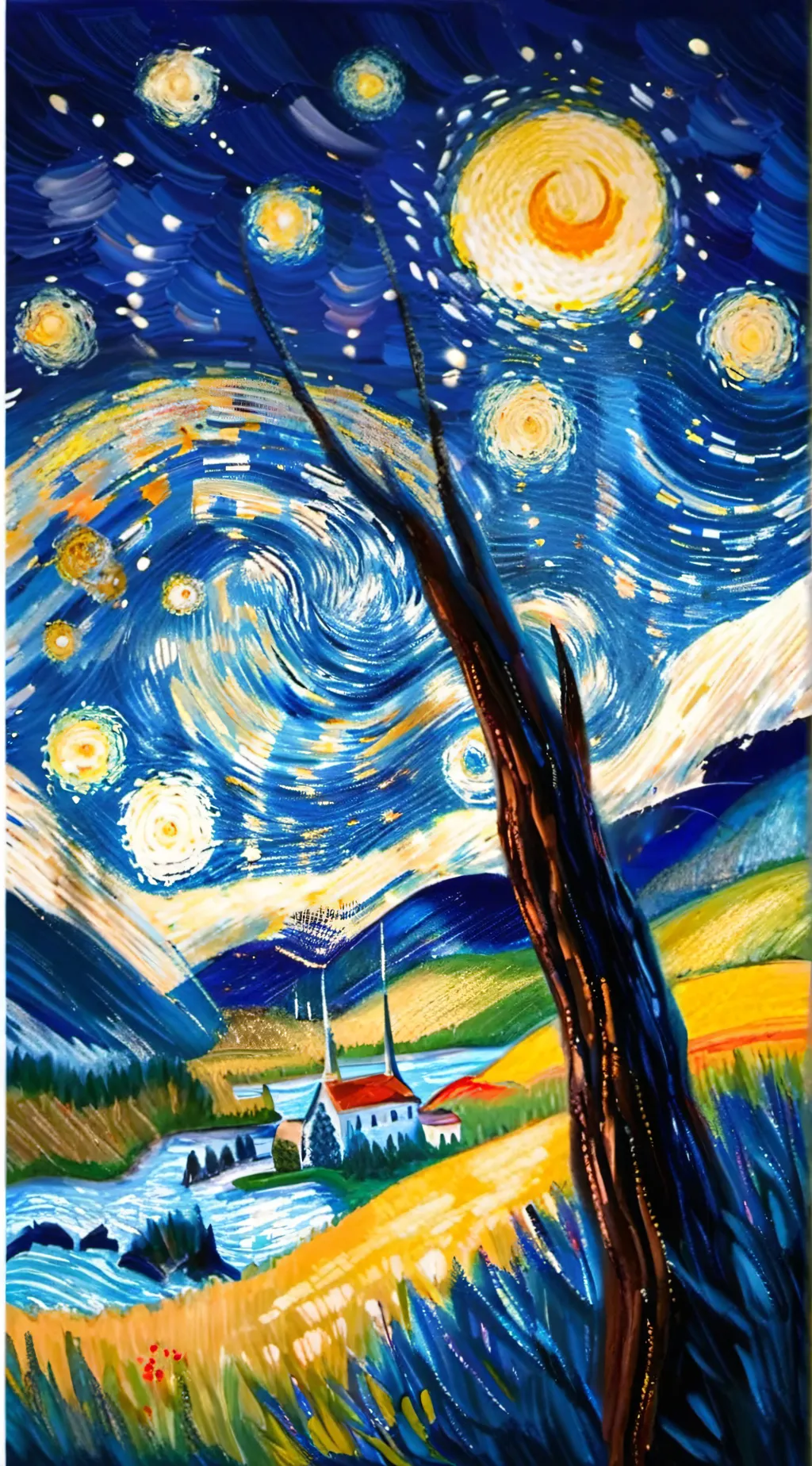 ai character: famous painting background