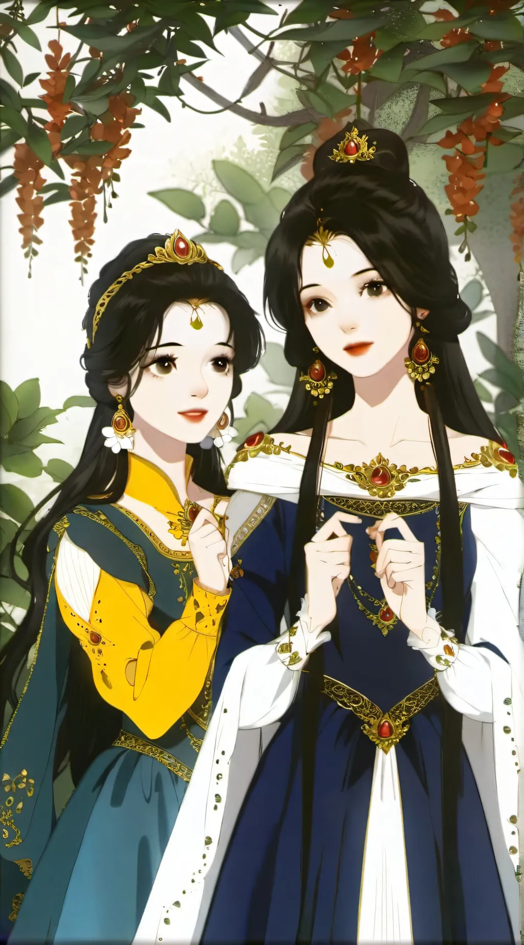 ai character: Mia and Tia x background