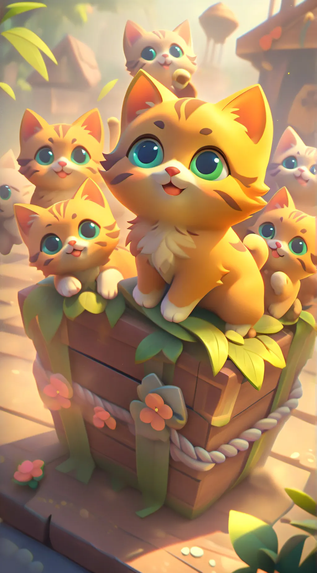 ai character: orange kittens background