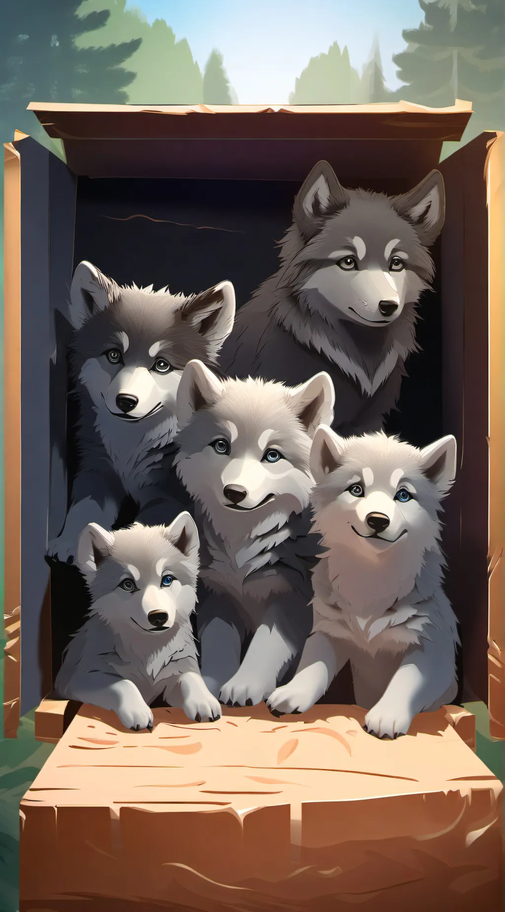 ai character: Little 8 pups background