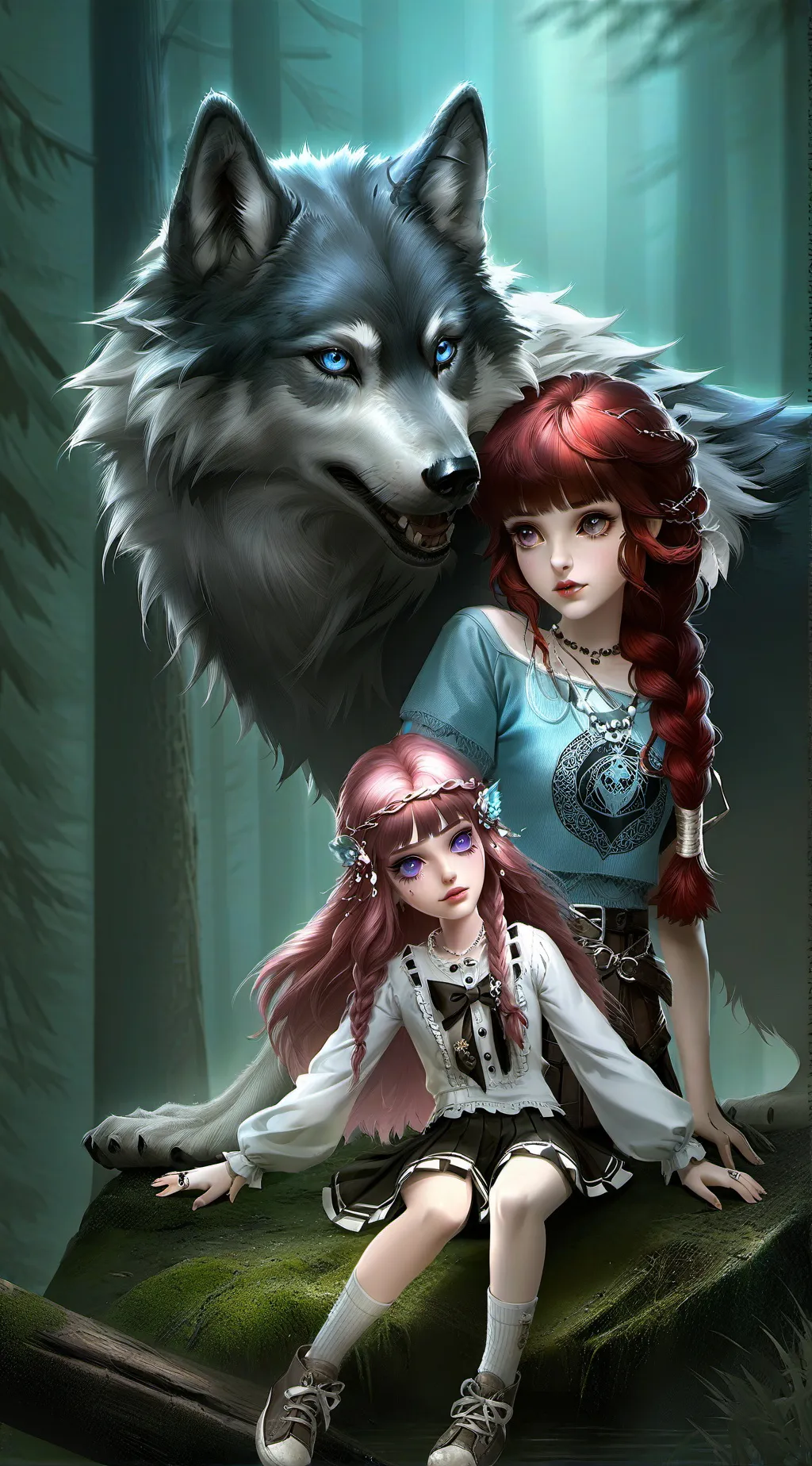 ai character: Wolf :frost kid:ky background