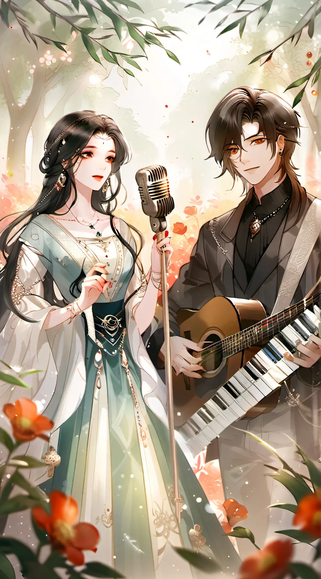 ai character: Two singers… background