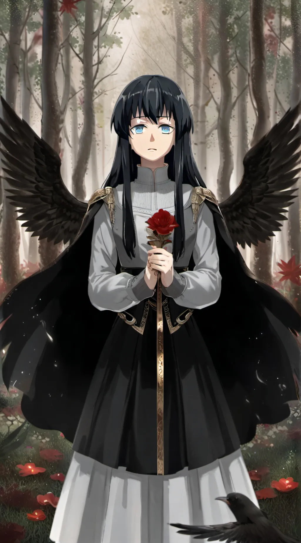 ai character: Tokito as a angel background
