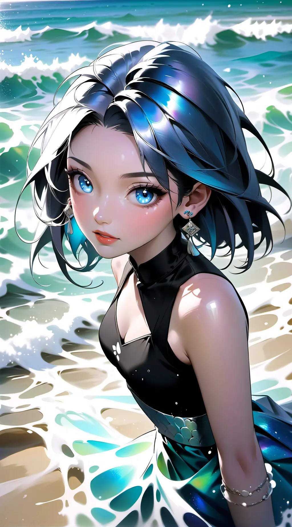 ai character: miraculous Beach  background
