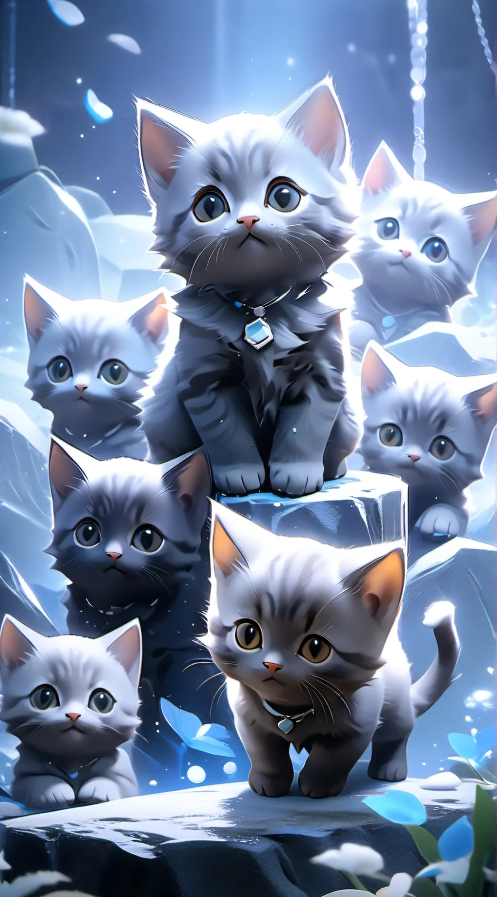 ai character: 7 kittens background