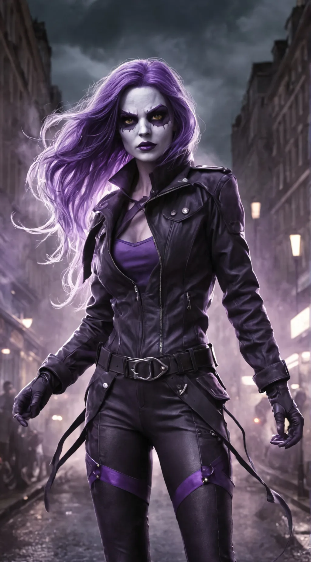 ai character: Violet background