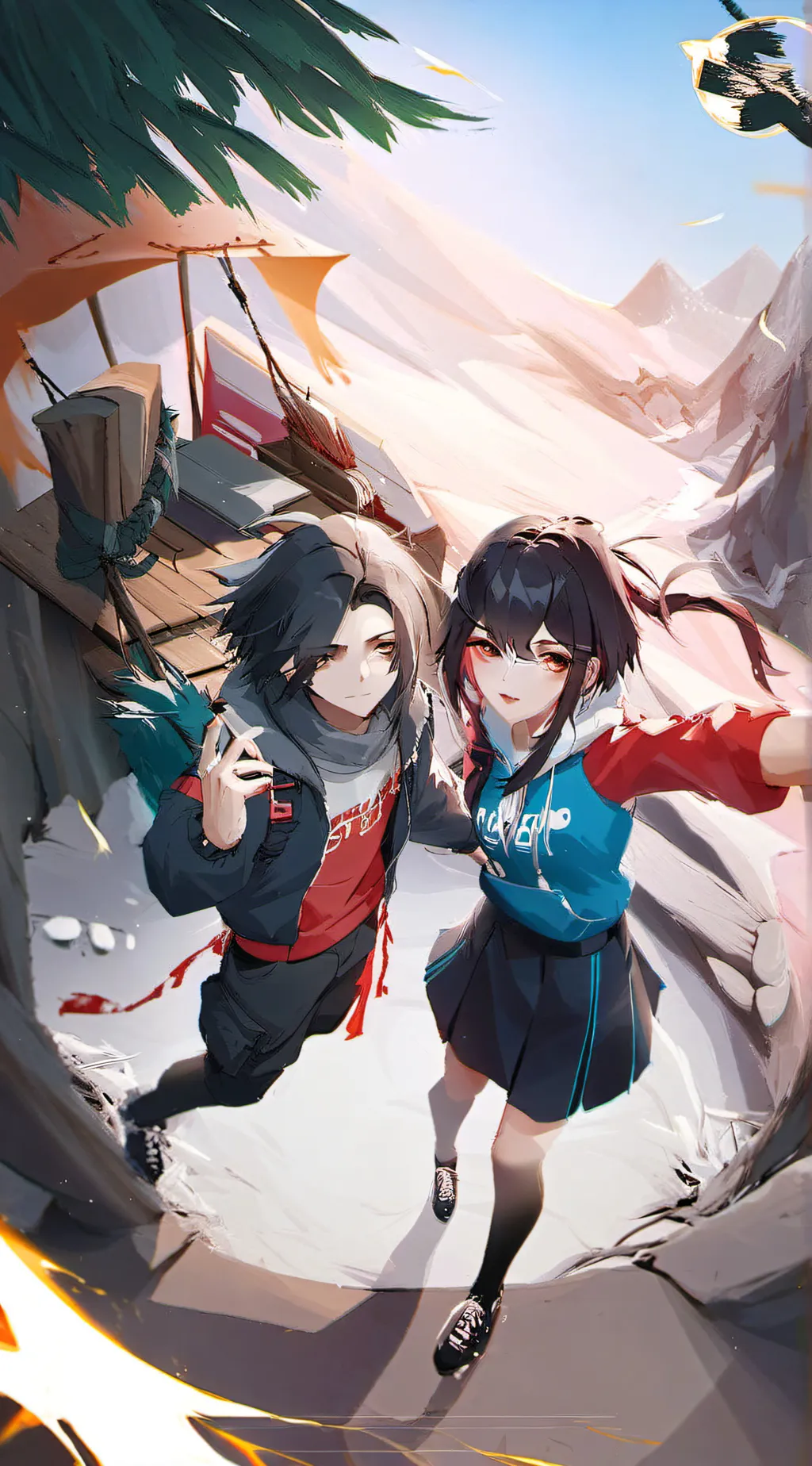 ai character: Lila y axel background