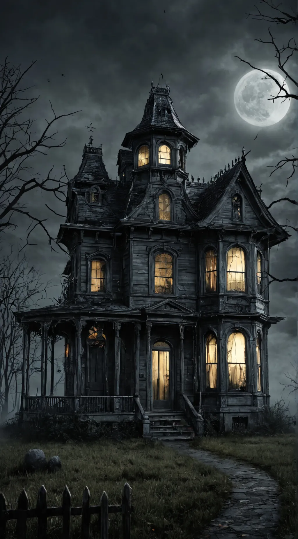 ai character: haunted house👻 background