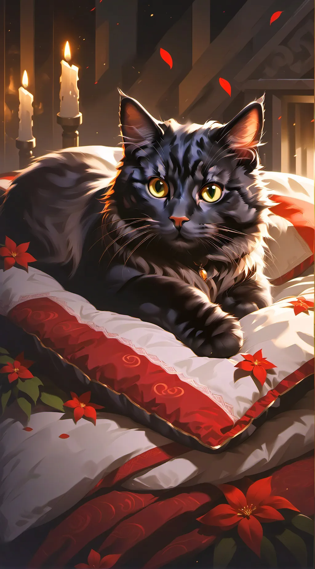 ai character: cat in bed background