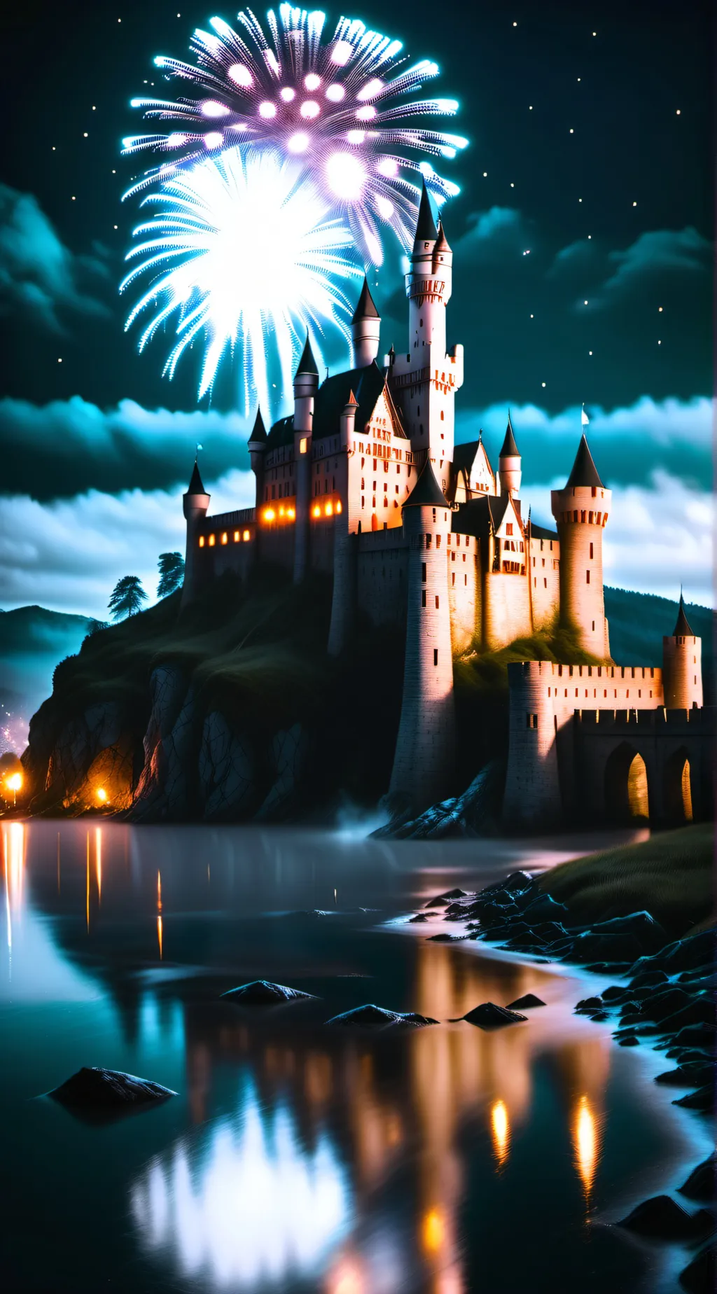 ai character: Hogwarts new years background