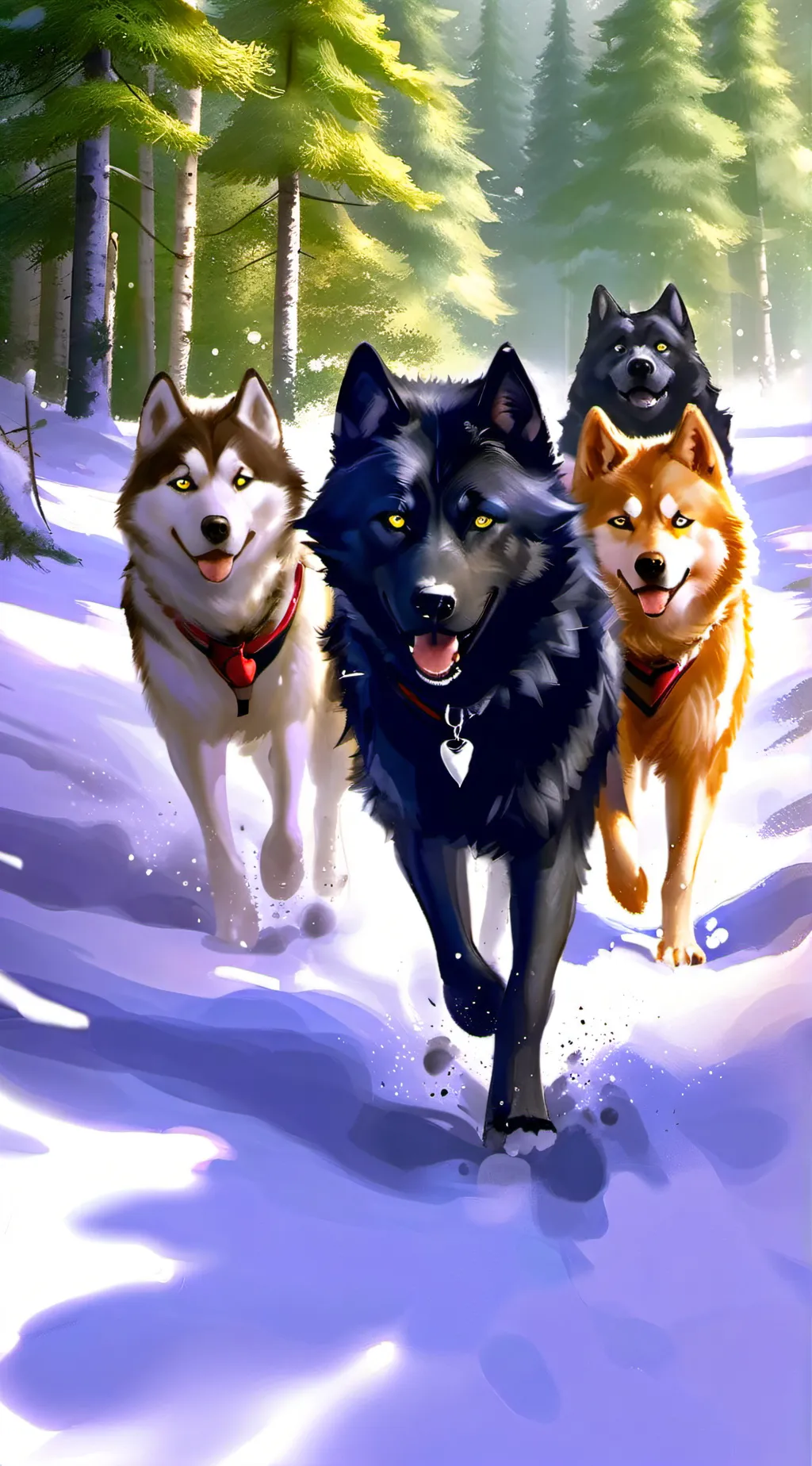 ai character: Sled dogs background