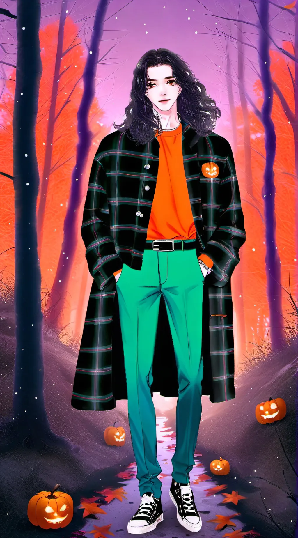 ai character: Halloween 🎃💀 background