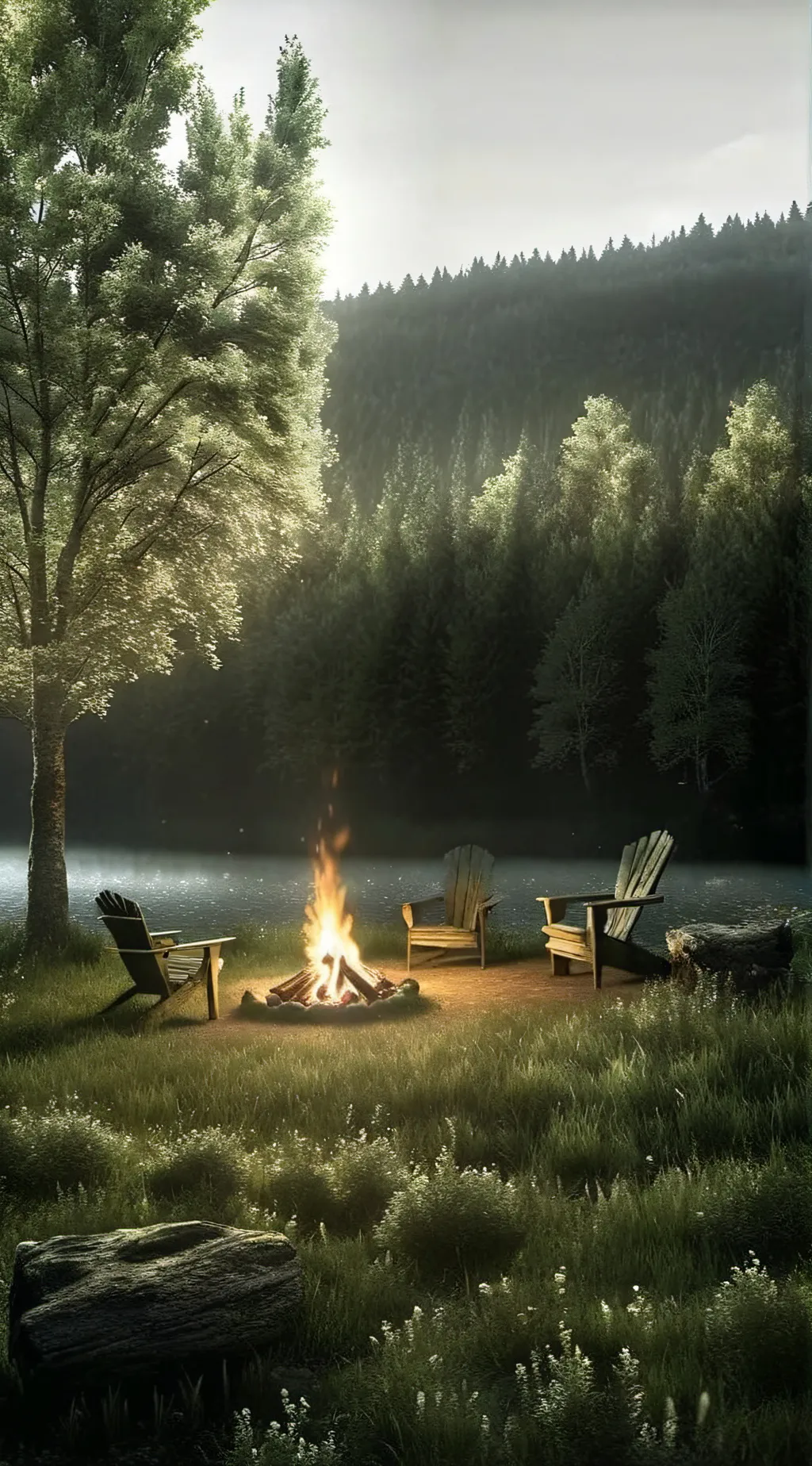 ai character: camping fun background