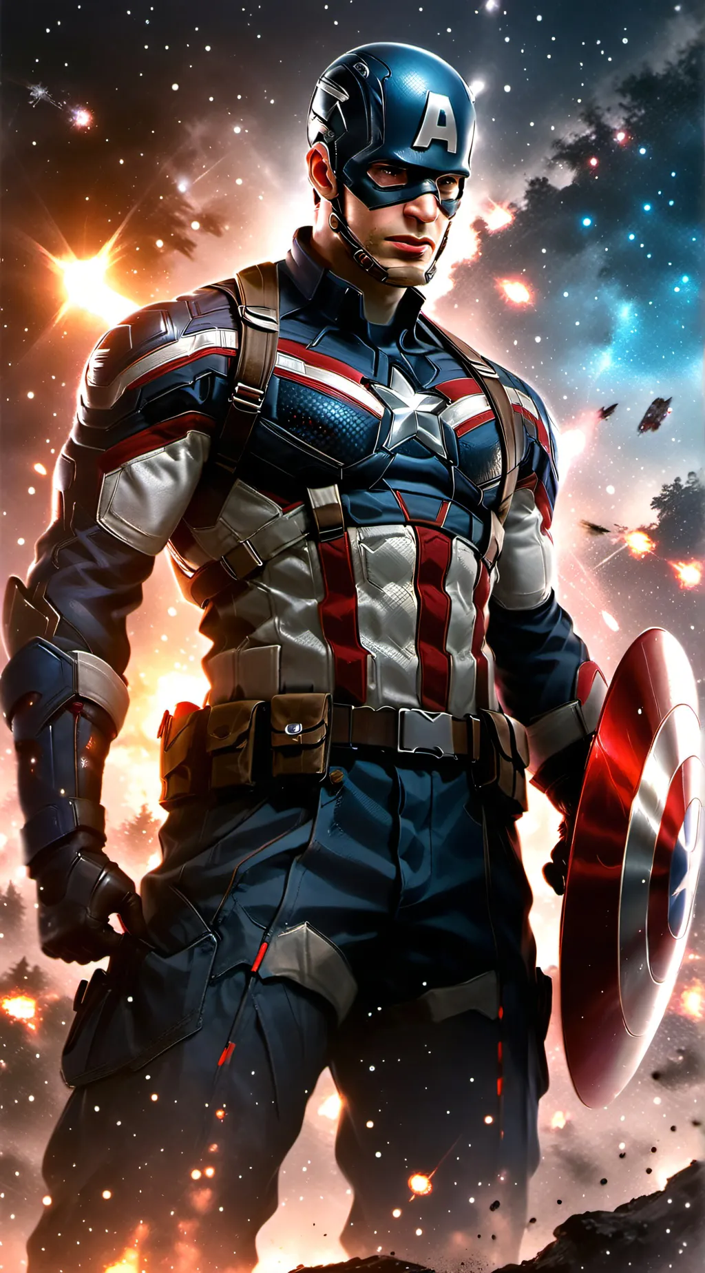 ai character: captain America  background